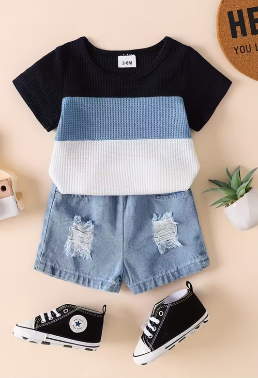 Conjunto polo rayas y short jean Bany Shop Perú