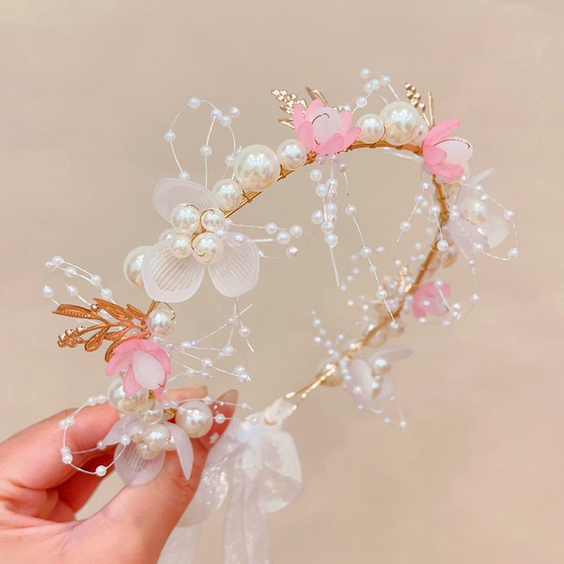 Diadema Perlas y Flores - Rosado Bany Shop Perú