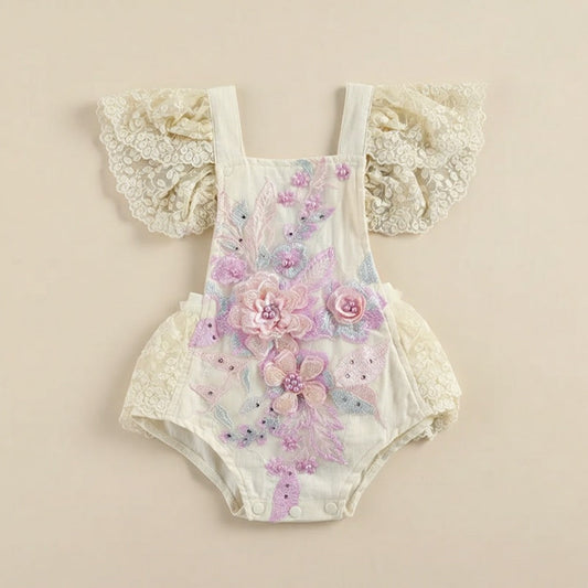 Flor de Ensueño: Romper Bordado con Encaje y Ajuste Cruzado Bany Shop - Ropa y Accesorios para bebés