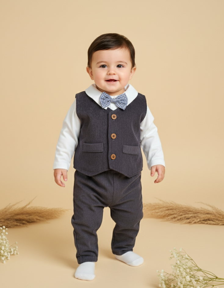 Pequeño Caballero: Conjunto de Chaleco, Polo y Pantalón Bany Shop Perú