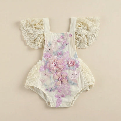 Flor de Ensueño: Romper Bordado con Encaje y Ajuste Cruzado Bany Shop - Ropa y Accesorios para bebés